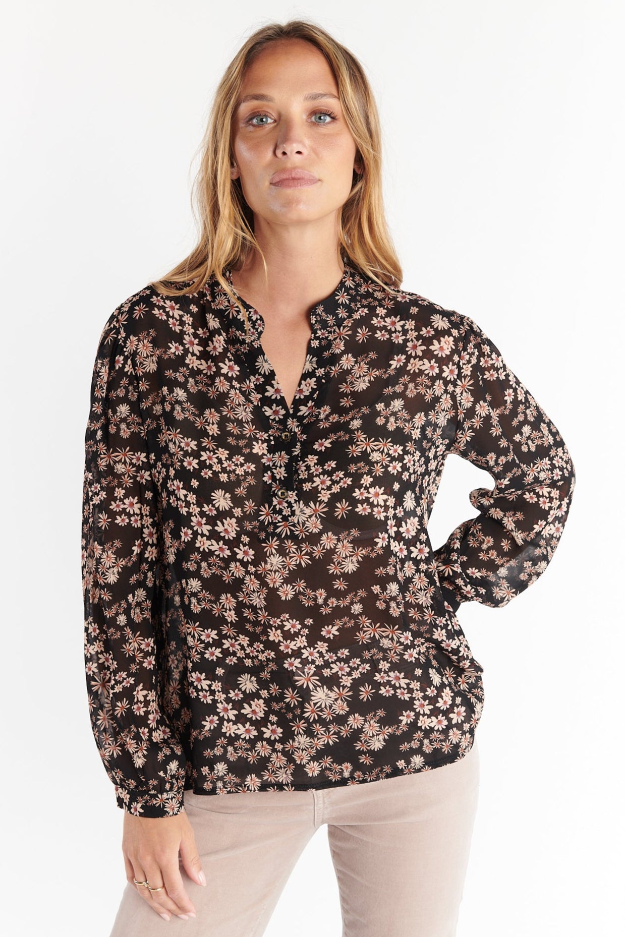 BLOUSE DIONA IMPRIMÉ NOIR FLEUR