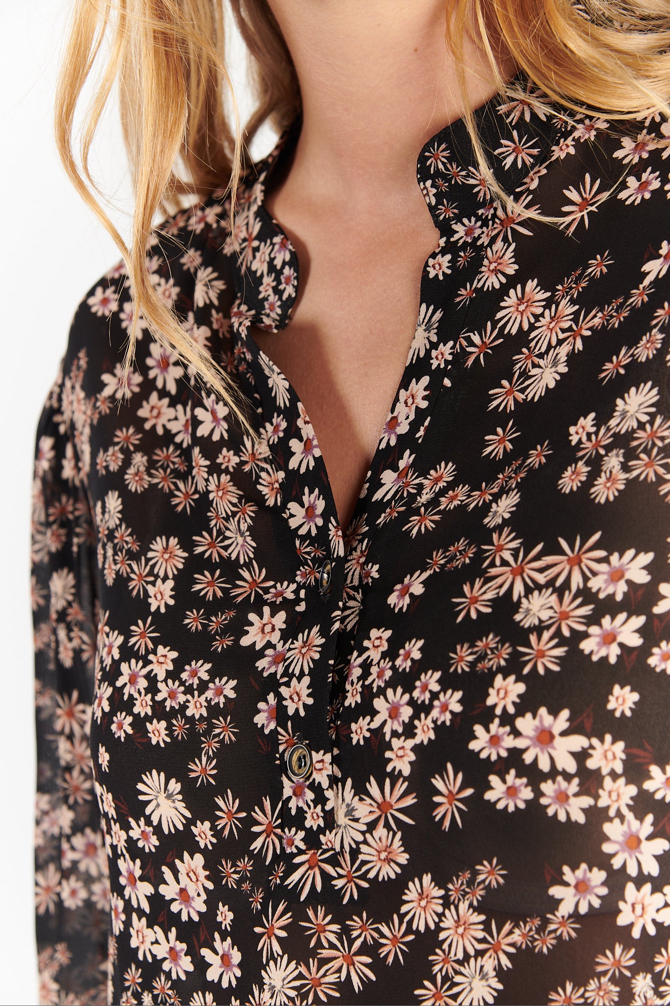 BLOUSE DIONA IMPRIMÉ NOIR FLEUR