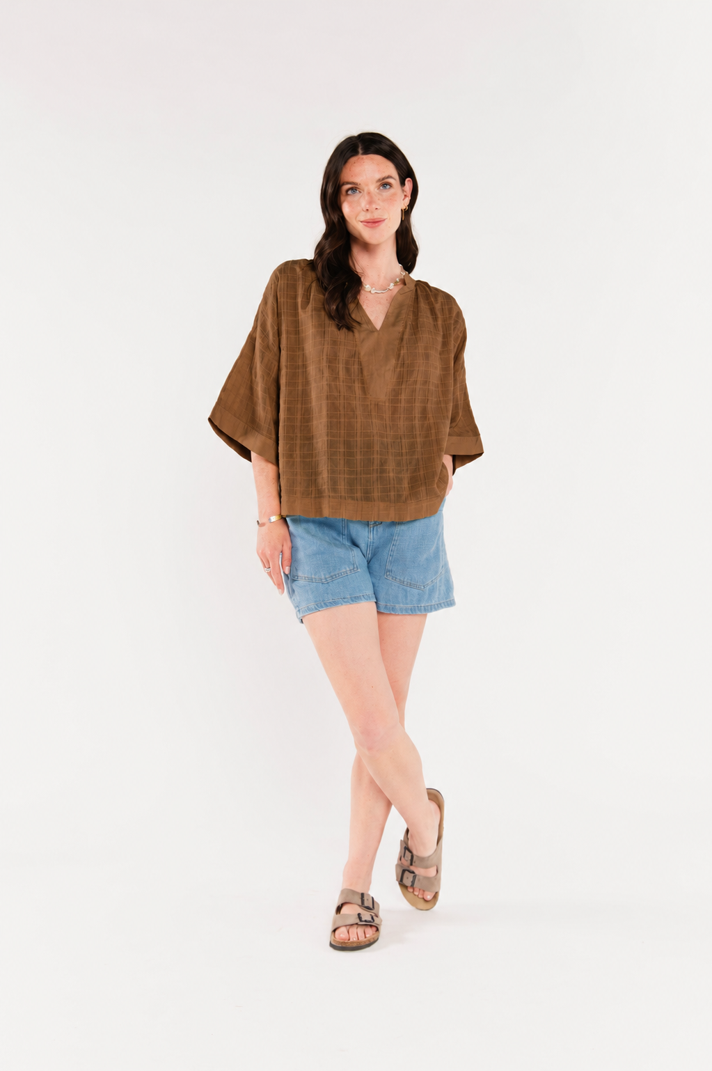 BLOUSE EN VOILE DE COTON ÉLARA MARRON