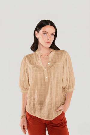 BLOUSE EN VOILE DE COTON ÈVE-LINE BEIGE