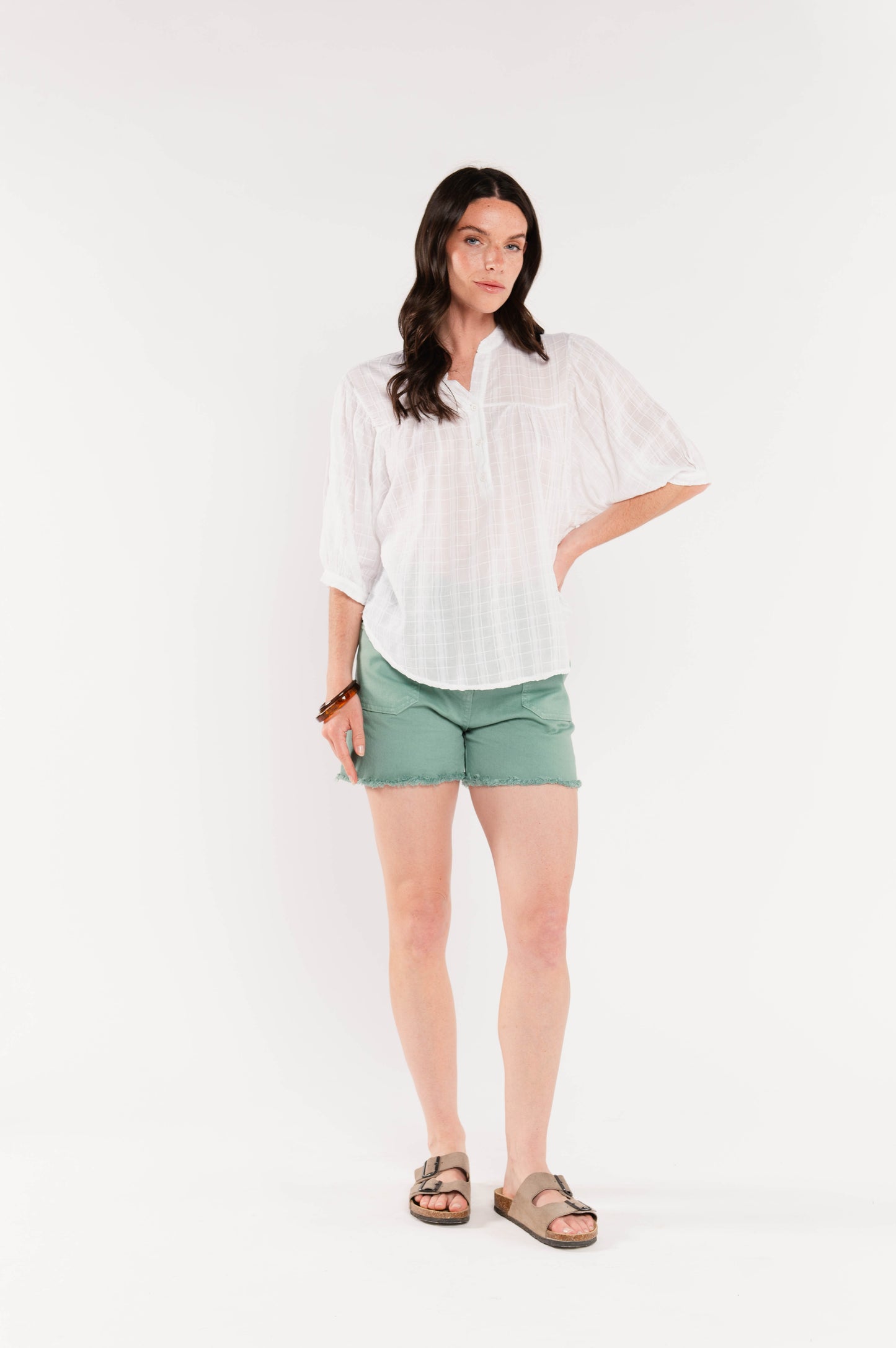 BLOUSE EN VOILE DE COTON ÈVE-LINE BLANCHE
