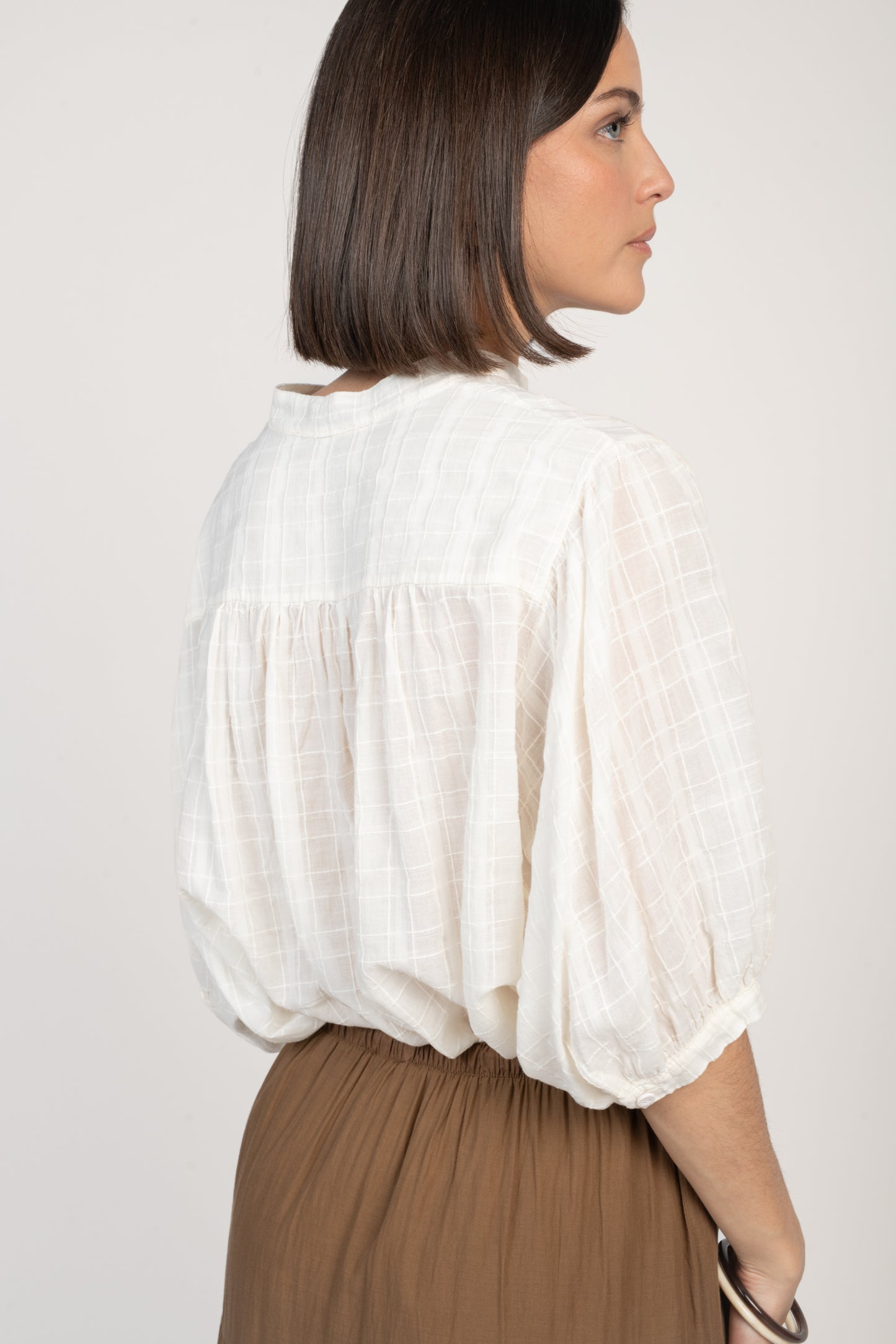 BLOUSE EN VOILE DE COTON ÈVE-LINE ÉCRU