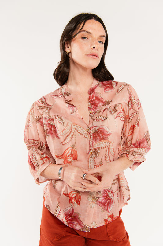 BLOUSE FLEURIE ÉLINE ROSE