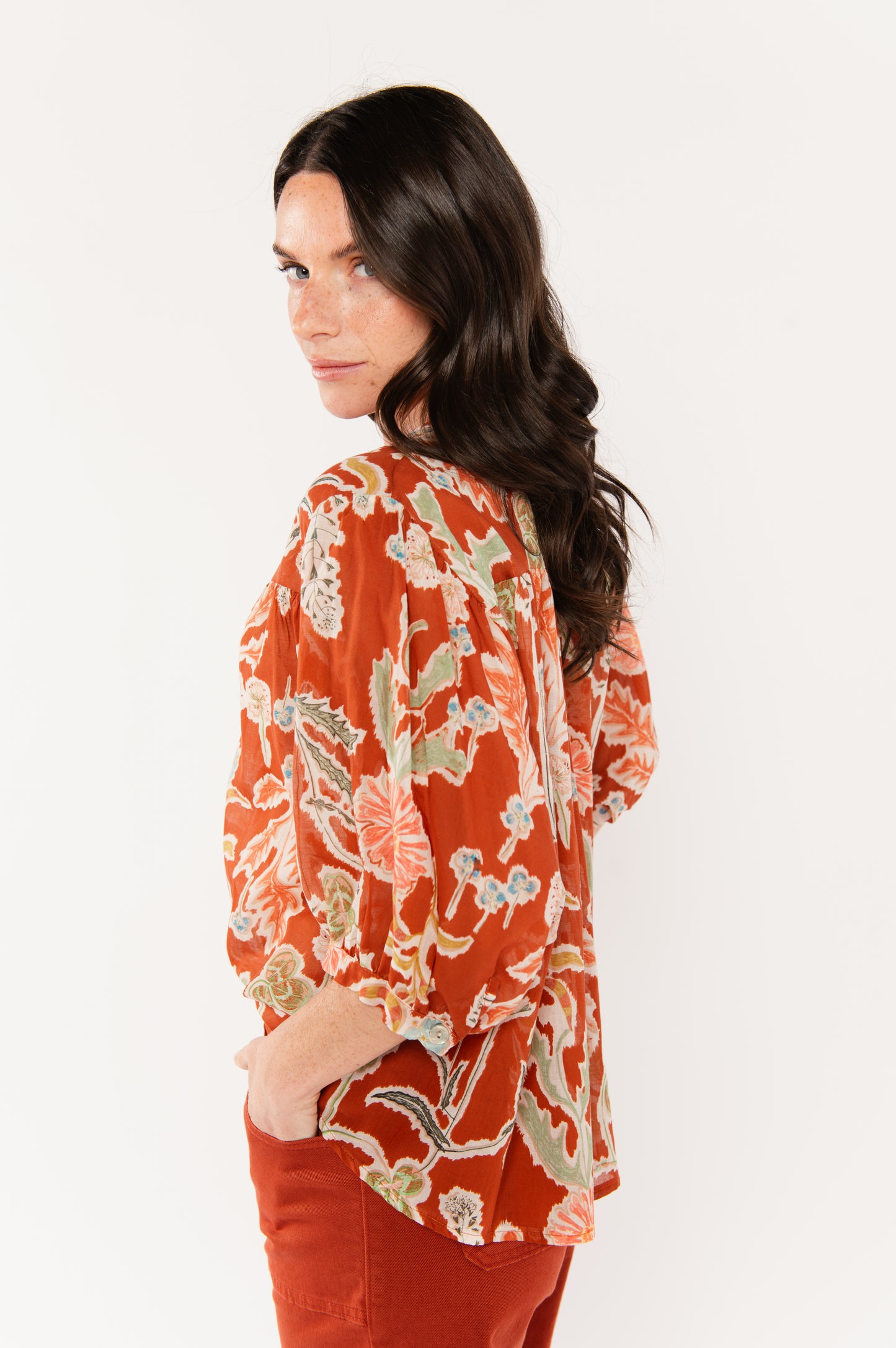 BLOUSE À FLEURS ÉLIANE PAPRIKA