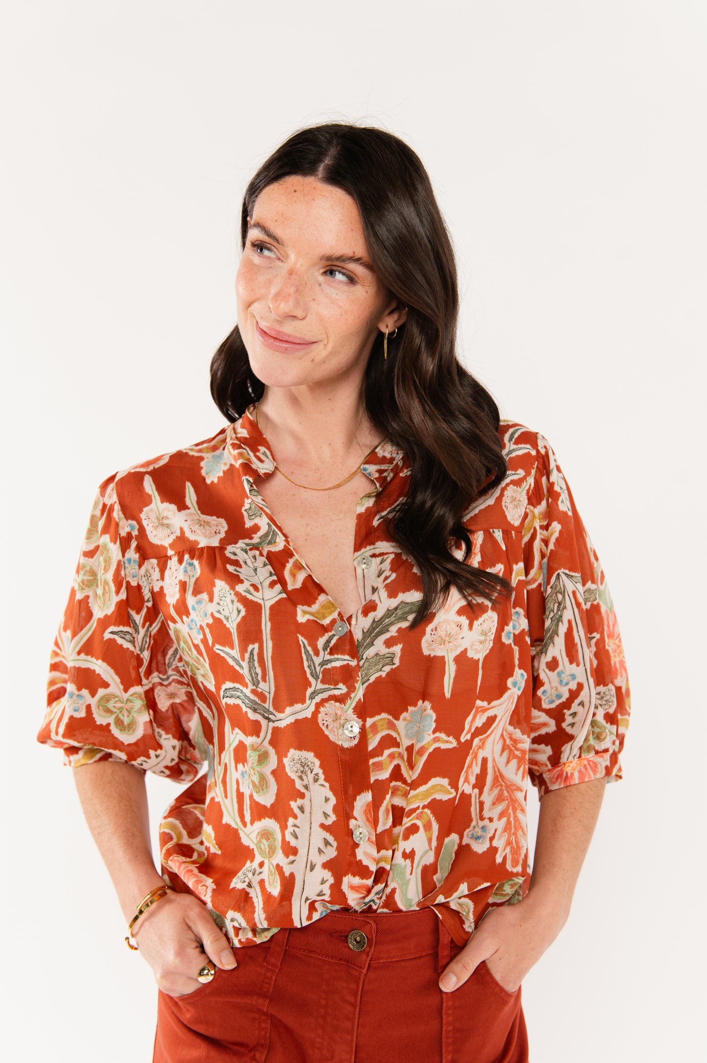 BLOUSE À FLEURS ÉLIANE PAPRIKA