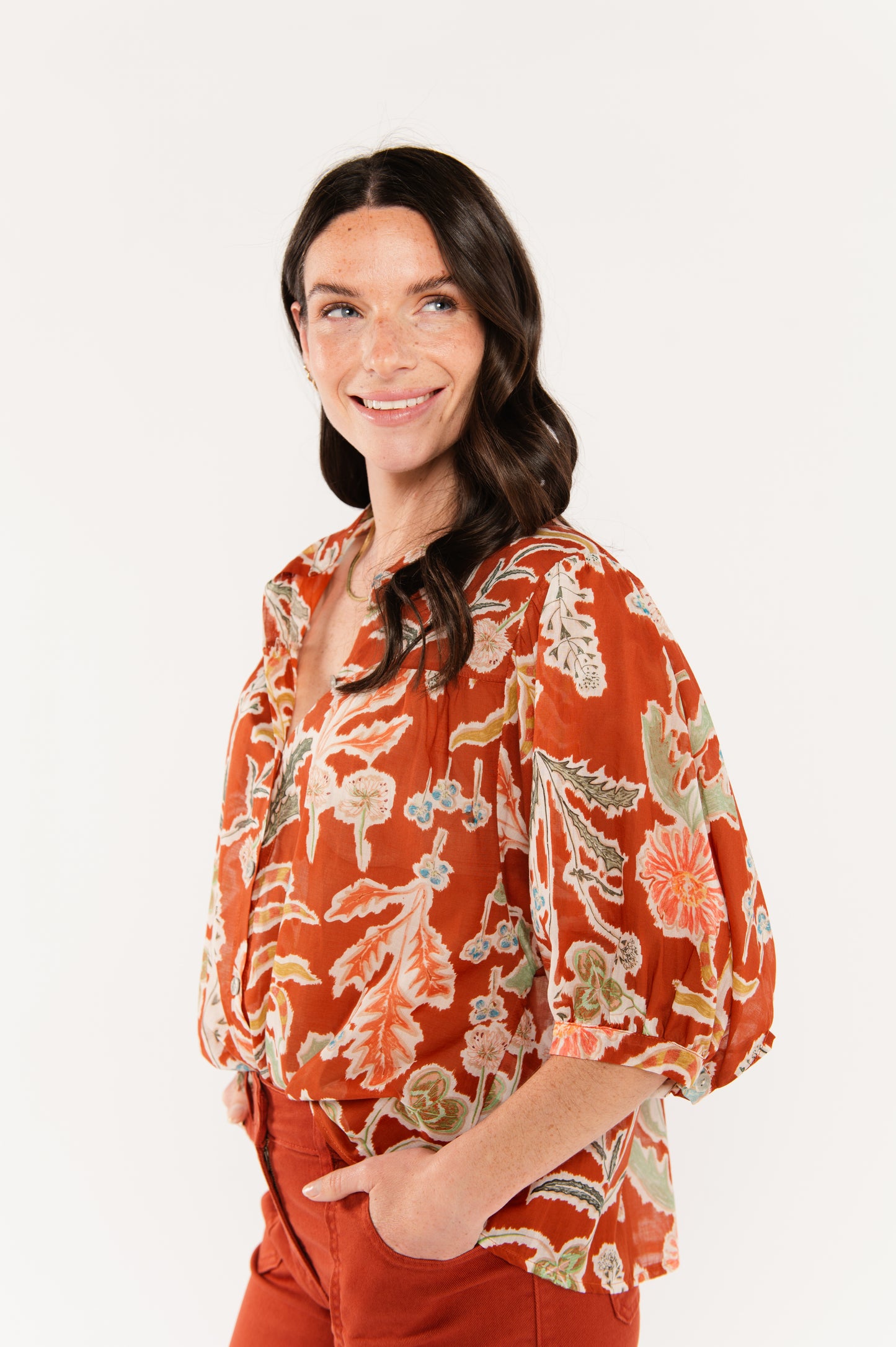BLOUSE À FLEURS ÉLIANE PAPRIKA