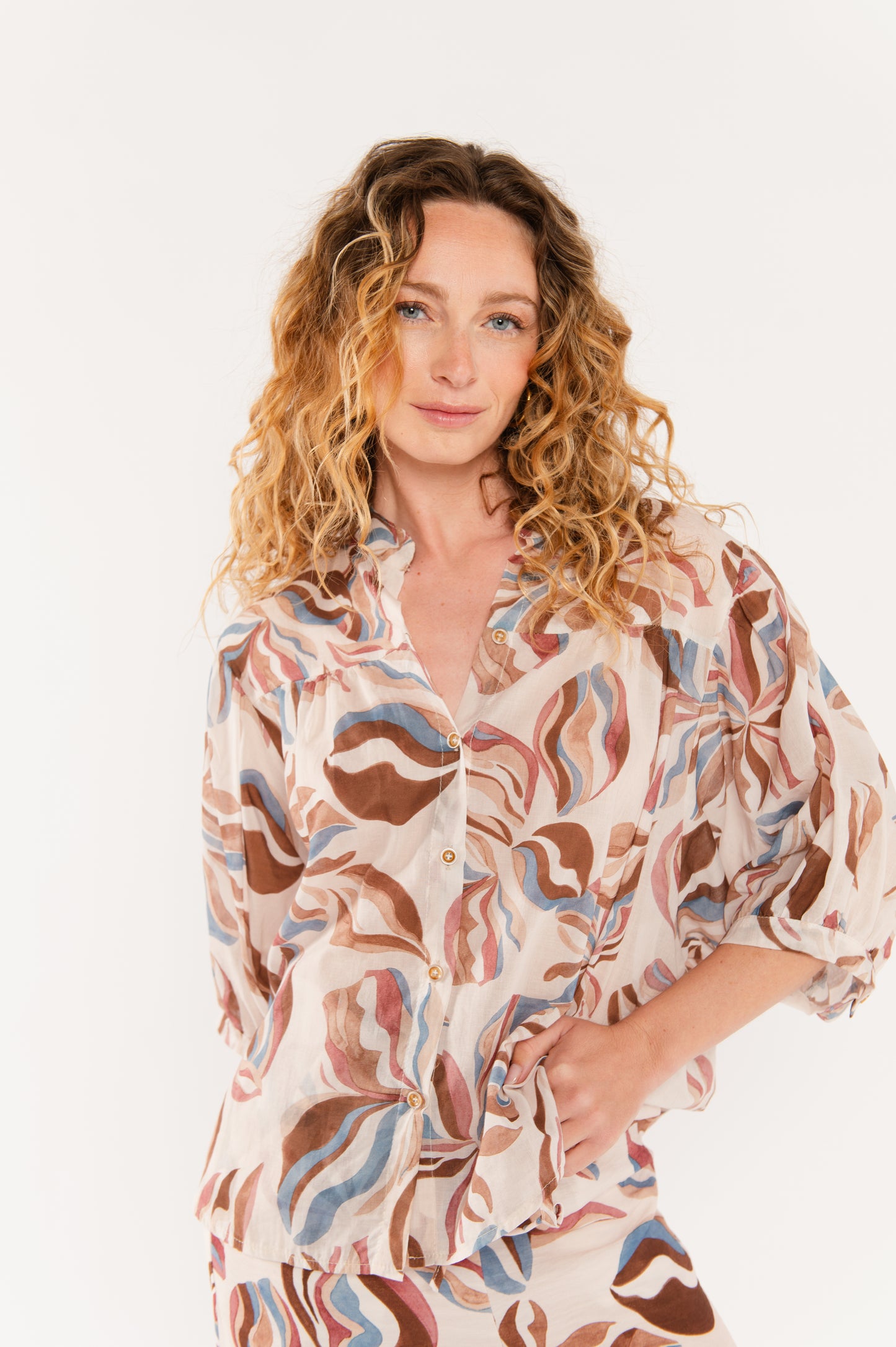 BLOUSE À FLEURS EMERY ÉCRUE