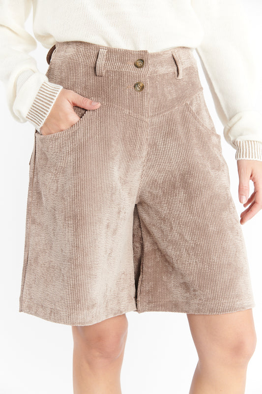 BERMUDA LONG VELOURS DAMON TAUPE