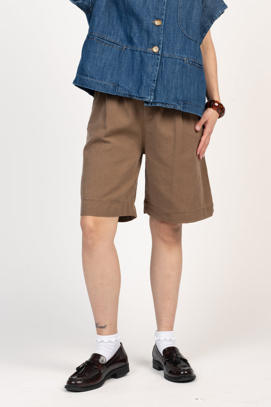 BERMUDA À PINCES ÉLIETTE MARRON