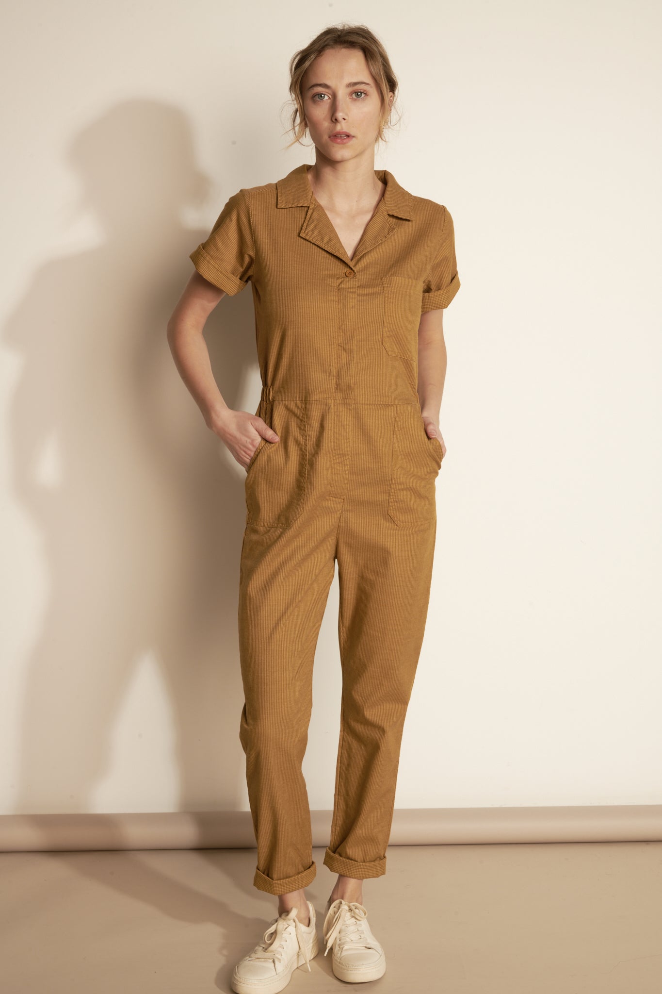 FINE STRIPED JUMPSUIT - AMBER