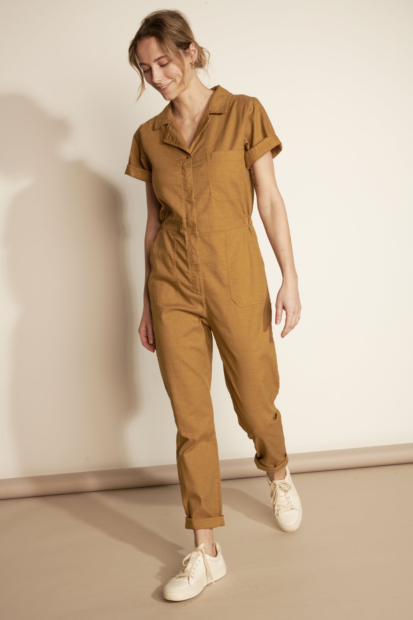 FINE STRIPED JUMPSUIT - AMBER