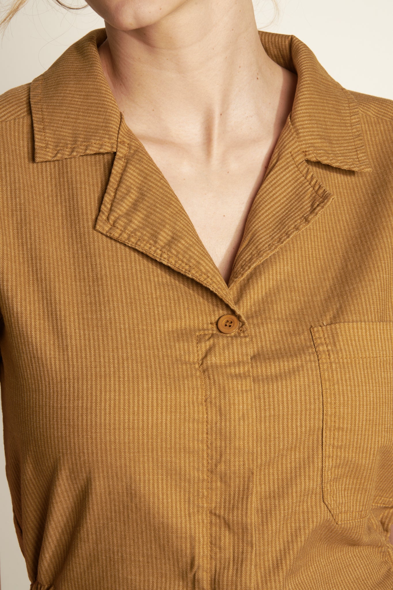 FINE STRIPED JUMPSUIT - AMBER