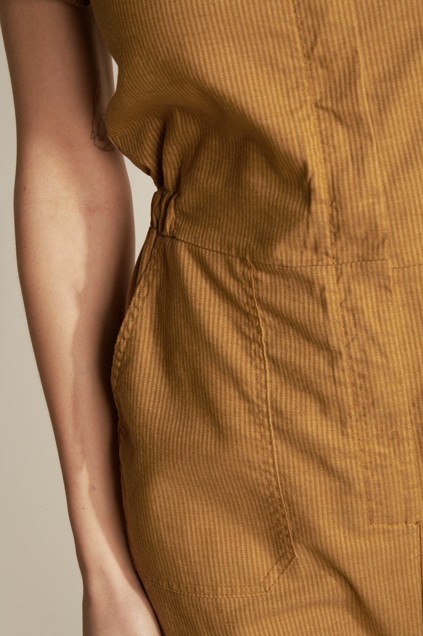 FINE STRIPED JUMPSUIT - AMBER