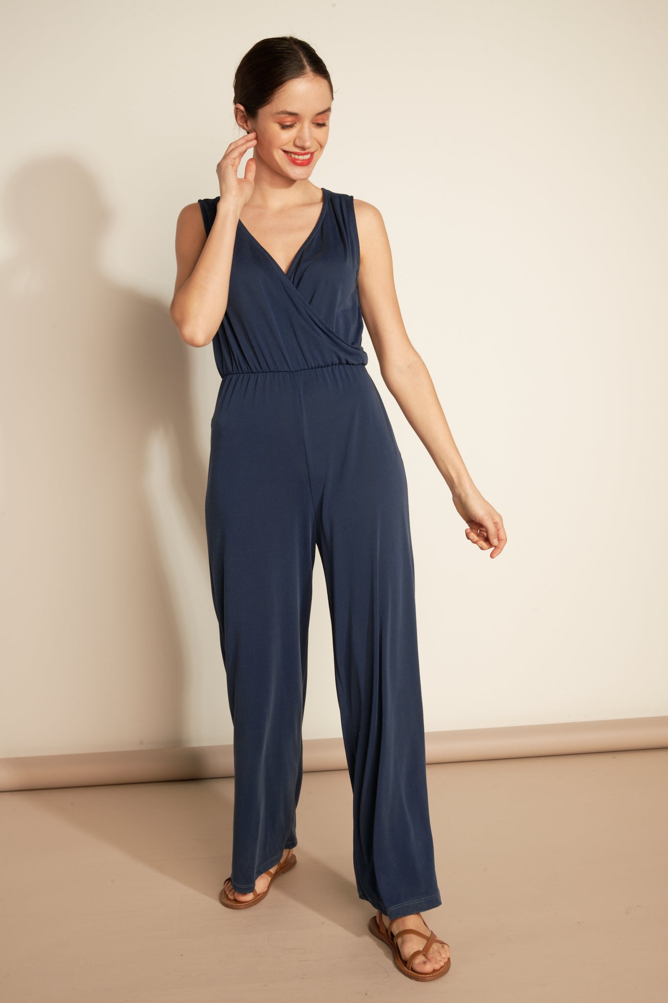 ALISSANDRE MARINE WRAP-OVER JUMPSUIT