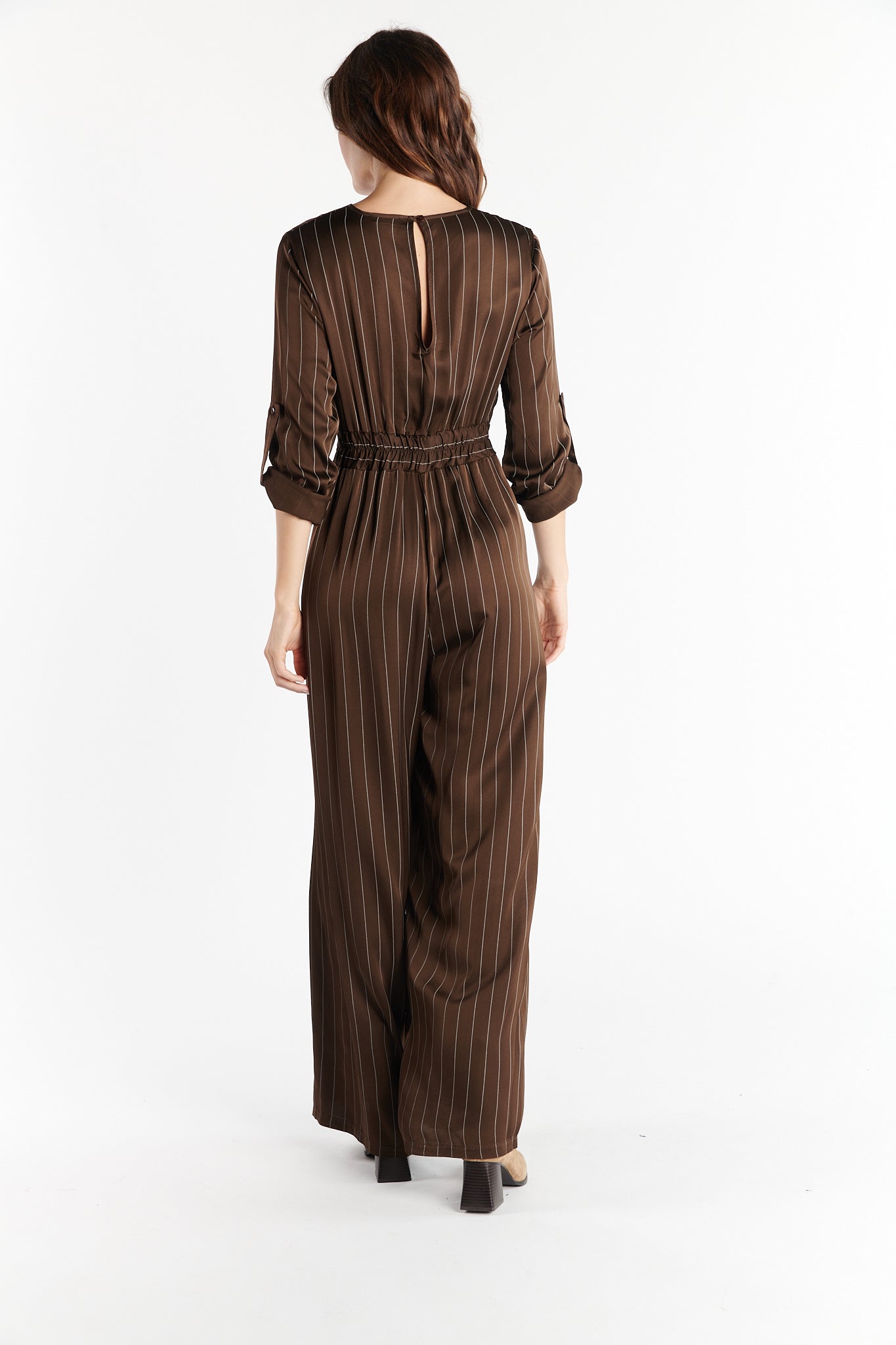 COMBIPANTALON FLUIDE DELPHINE RAYURES EBENE