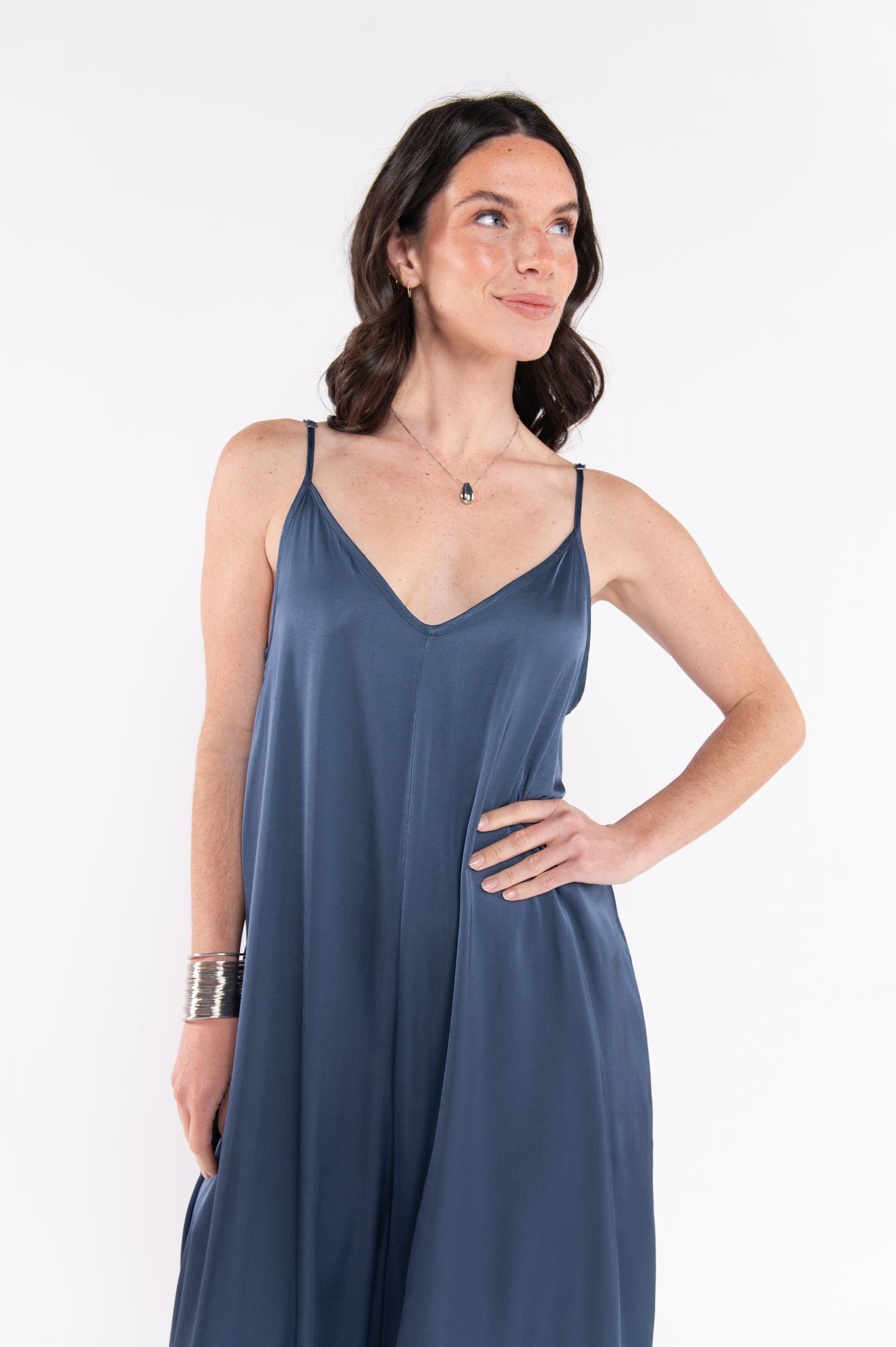 COMBINAISON SATINÉE FLAVIE BLEUE