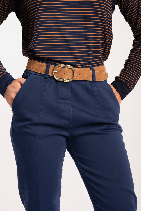 Ceinture daim boucle fantaisie tabac 