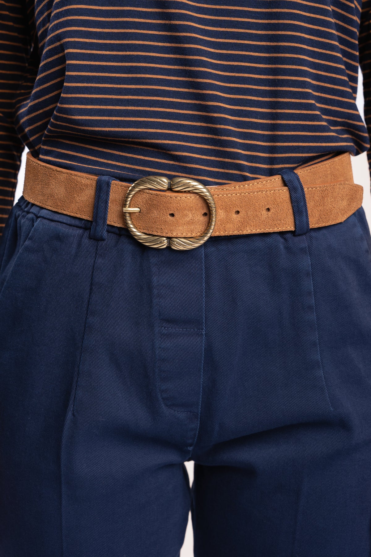 Ceinture daim boucle fantaisie tabac