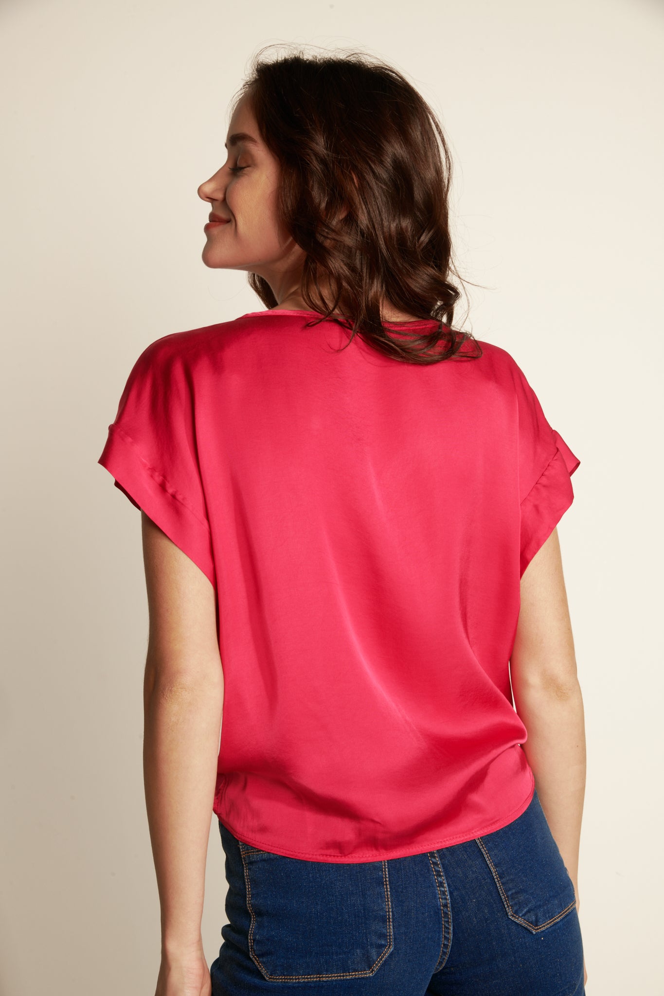SHORT Knotted SILKY SHIRT (FA240C05Q) - FUSHIA