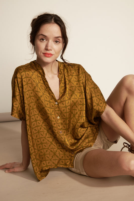 CHEMISE OVER ANOUK IMPRIMÉE ETHNIQUE AMBRE