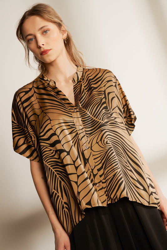 OVER SILKY SAVANA SHIRT (F503905Q) - CAMEL 29V