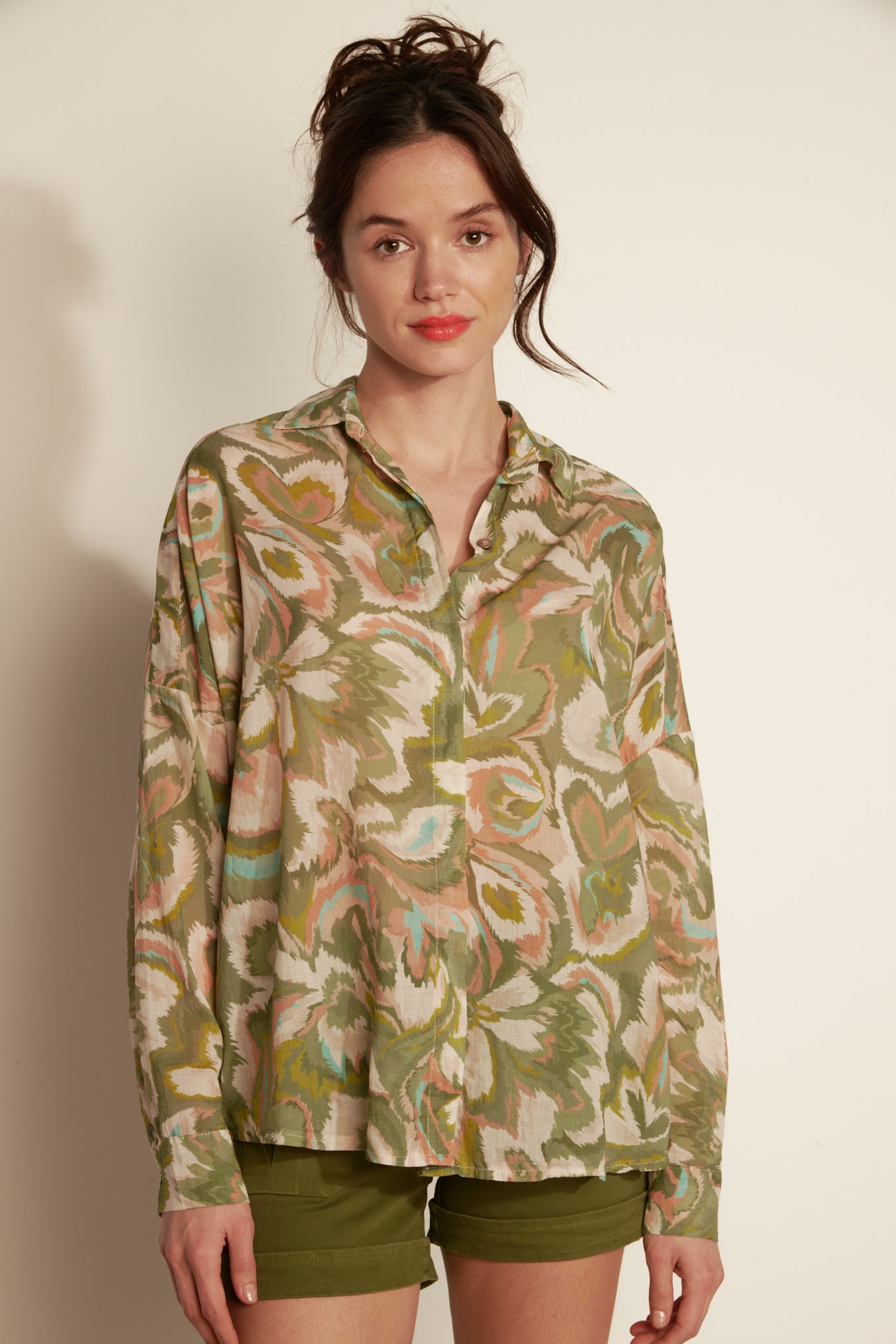 CHEMISE VOILE DE COTON ANYA KAKI