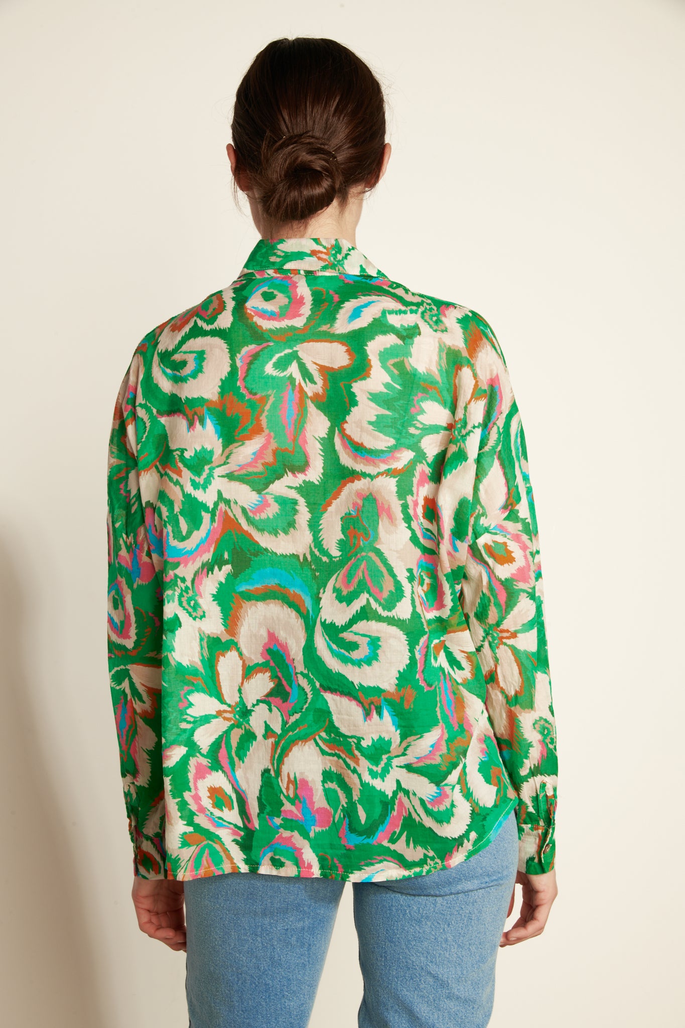 ANYA GREEN COTTON VOILE SHIRT