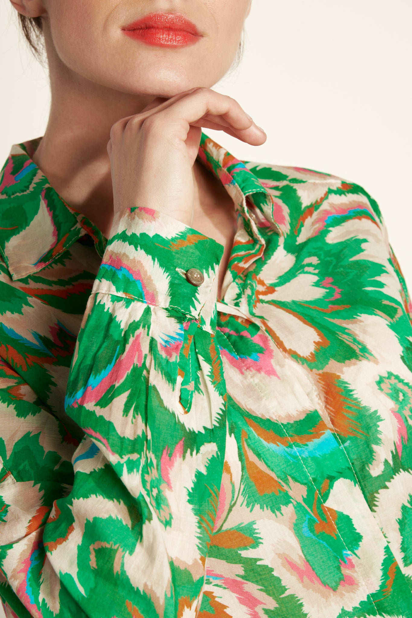 ANYA GREEN COTTON VOILE SHIRT
