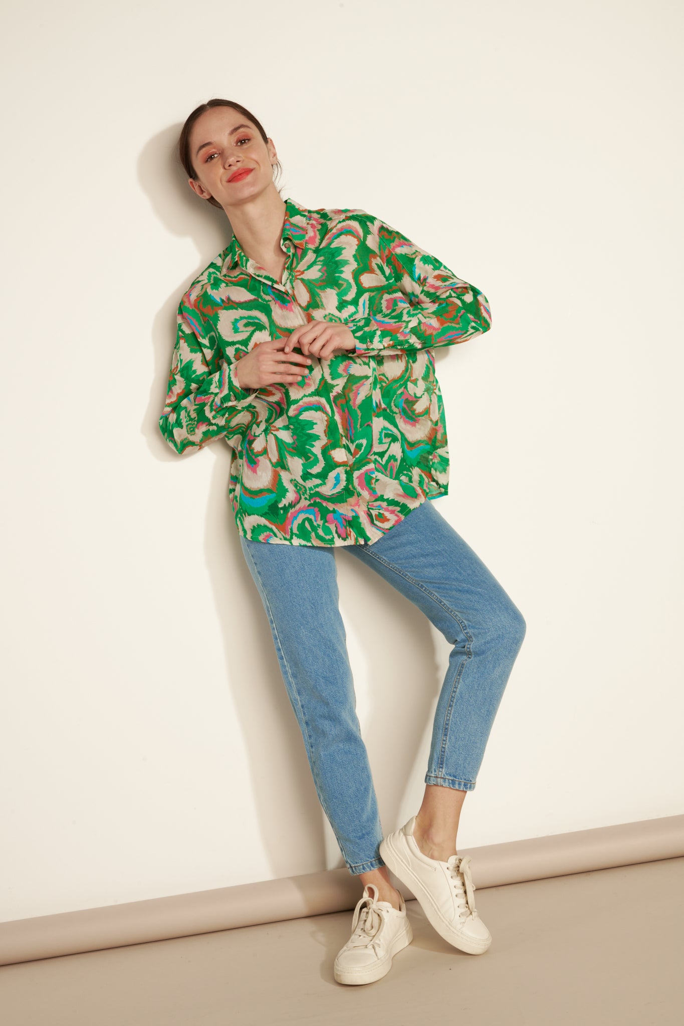 ANYA GREEN COTTON VOILE SHIRT