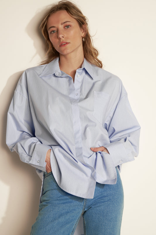 BLUE STRIPED PHILIPPE MAXI SHIRT