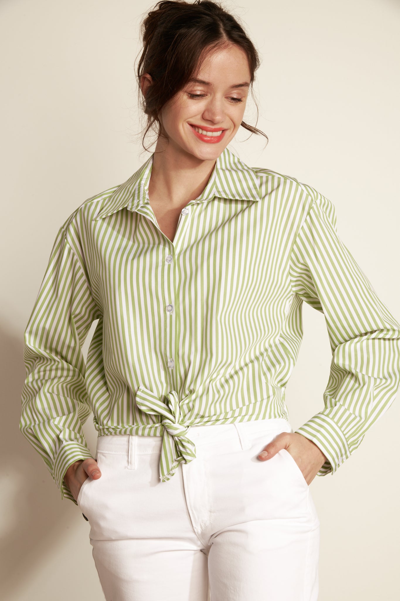 CHEMISE ADELINE NOUÉE PISTACHE