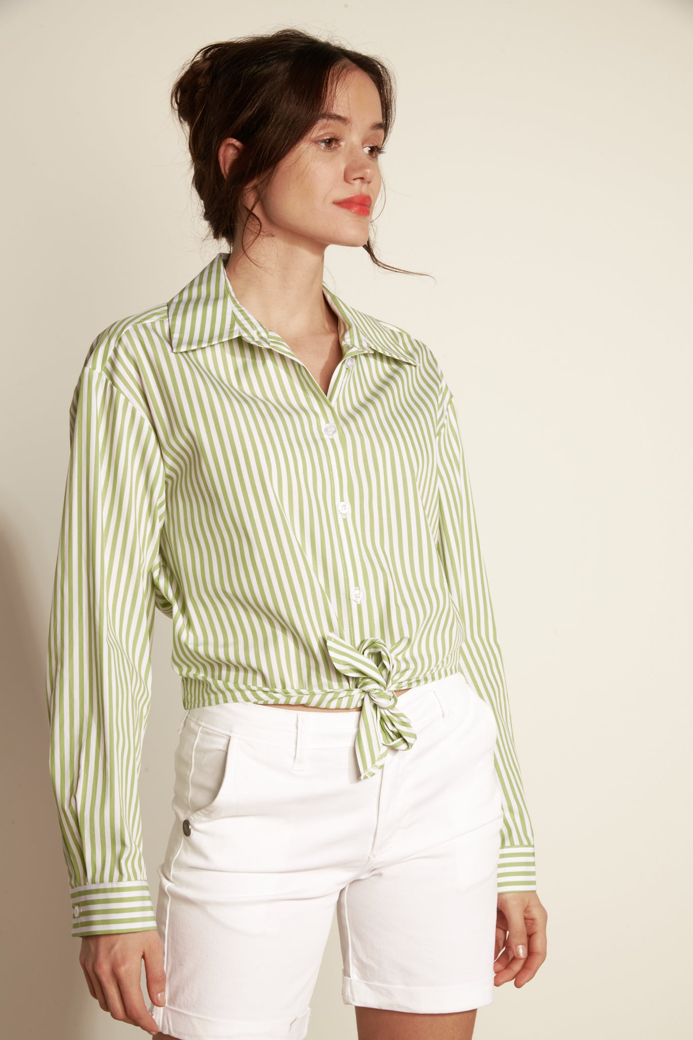 CHEMISE ADELINE NOUÉE PISTACHE