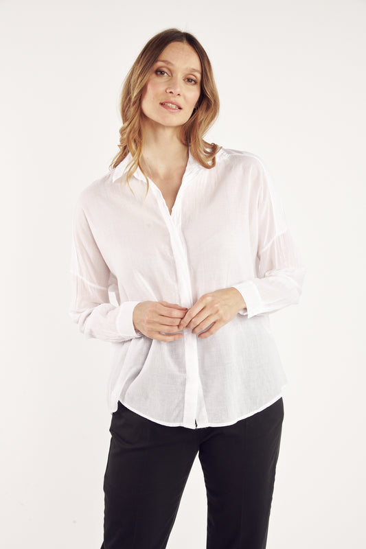 CHEMISE VOILE DE COTON CALI BLANC