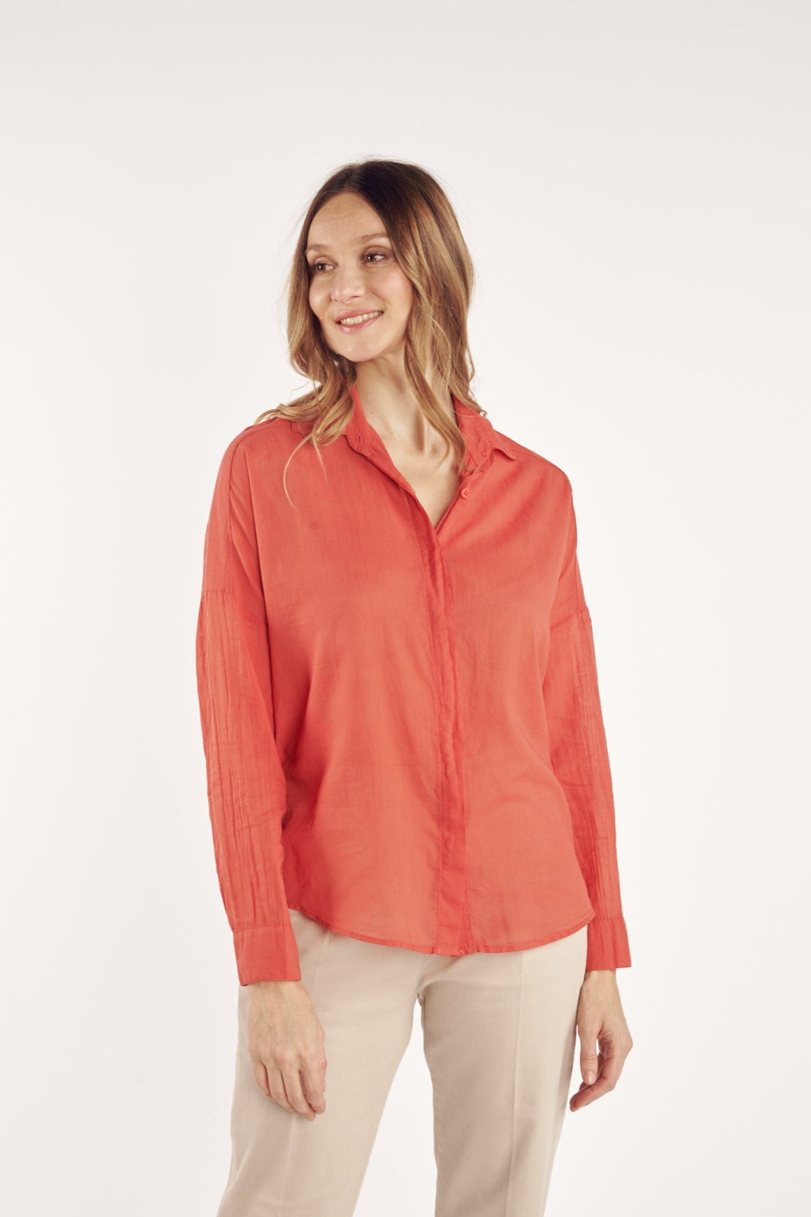 CHEMISE VOILE DE COTON CALI CORAIL