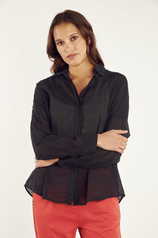 CHEMISE VOILE DE COTON CALI NOIR