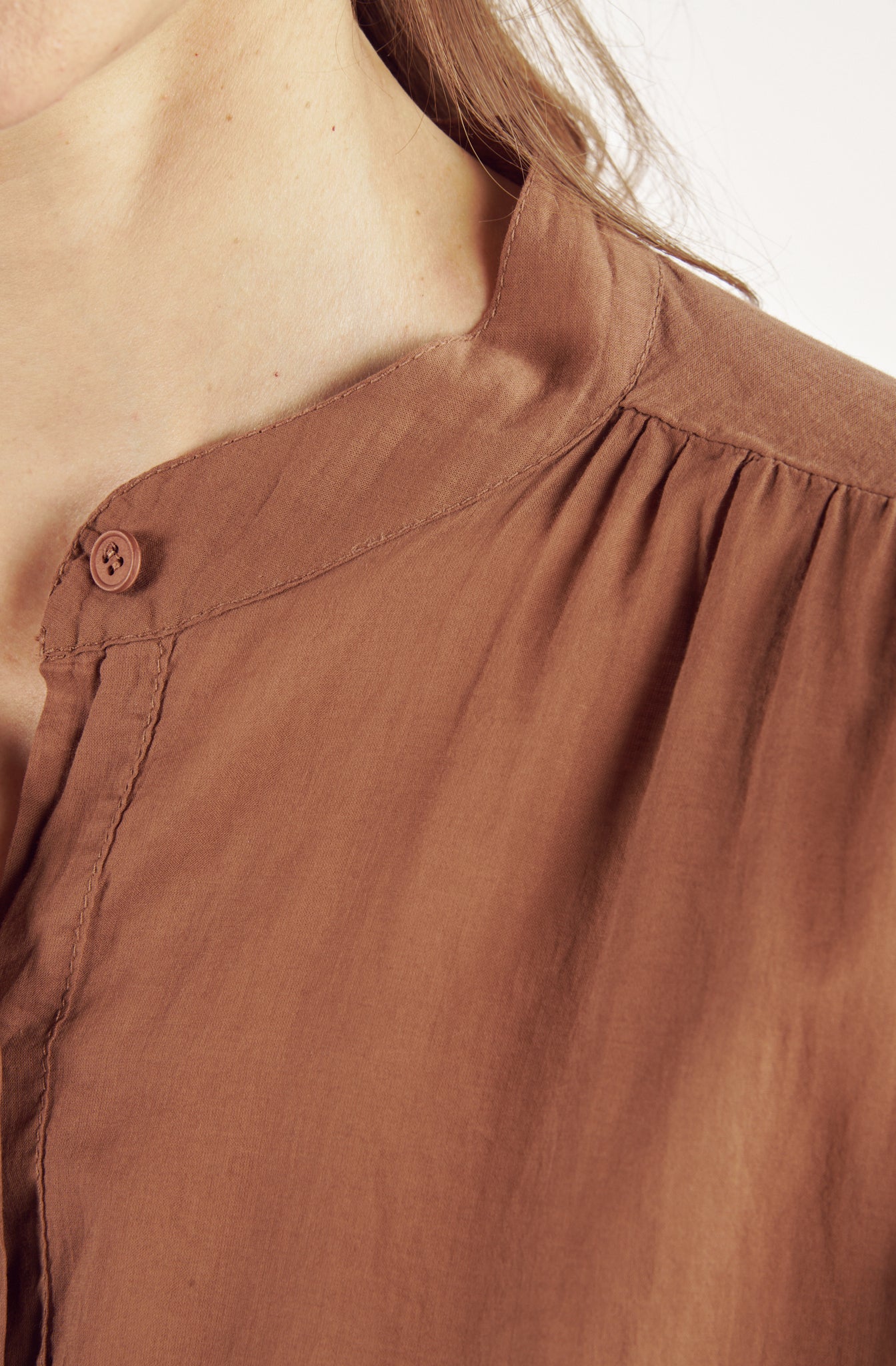 CHEMISE AMPLE VOILE DE COTON CYRIELLE CACAO