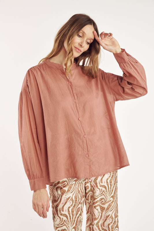 CHEMISE AMPLE VOILE DE COTON CYRIELLE CANNELLE