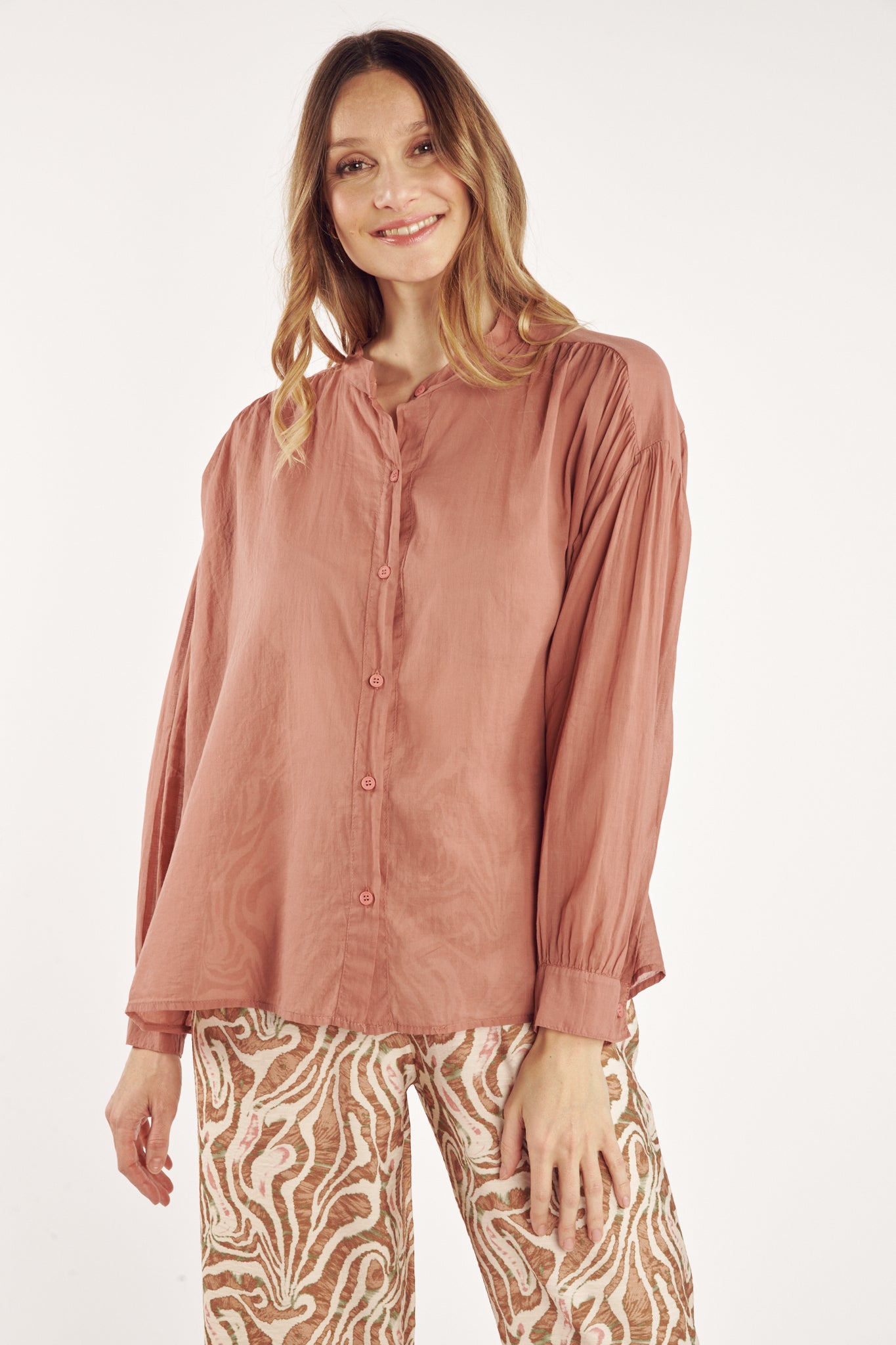 CHEMISE AMPLE VOILE DE COTON CYRIELLE CANNELLE