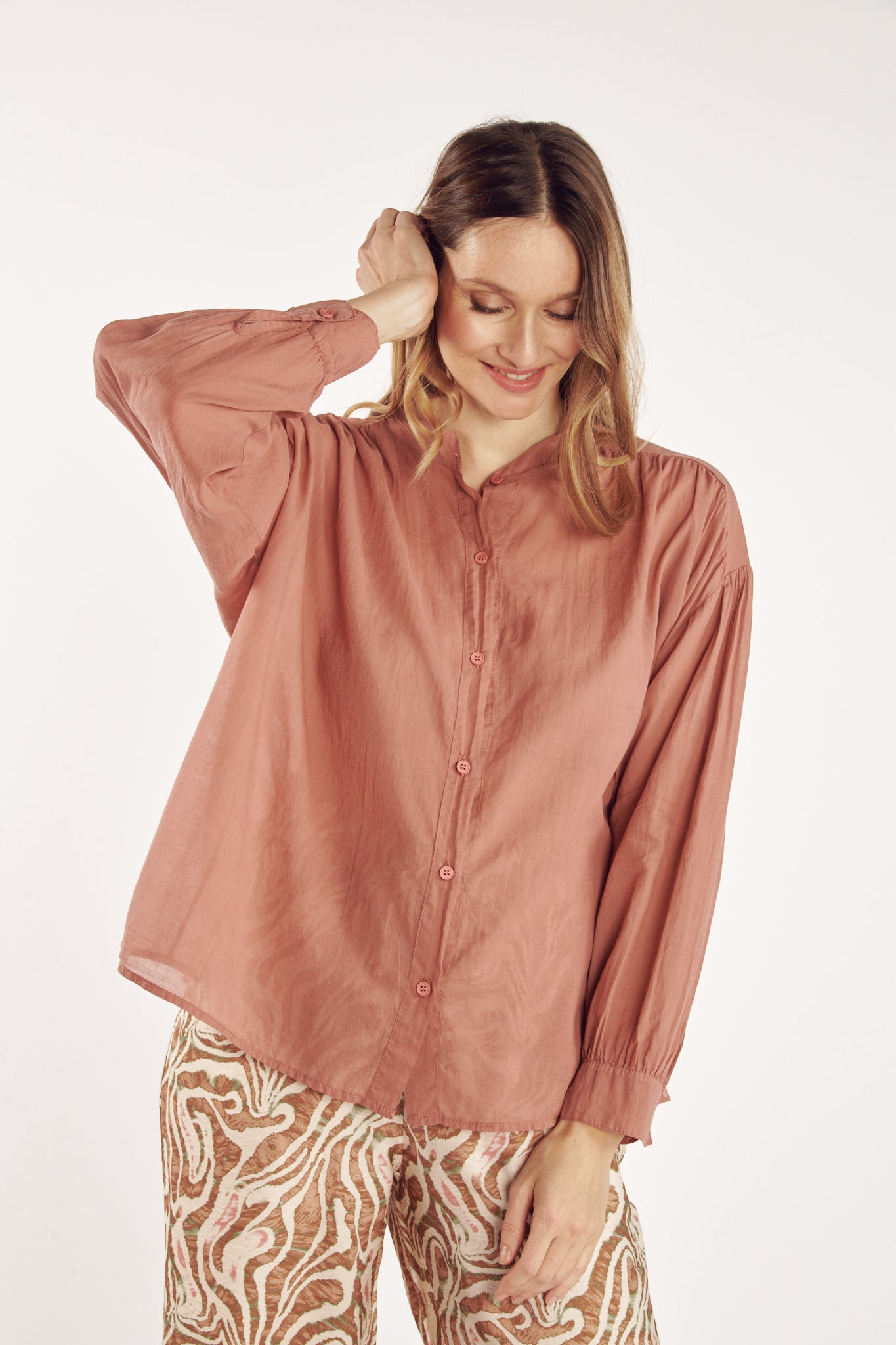 CHEMISE AMPLE VOILE DE COTON CYRIELLE CANNELLE