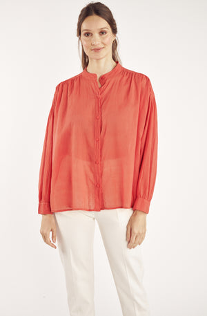 CYRIELLE CORAL LOOSE COTTON VOILE SHIRT