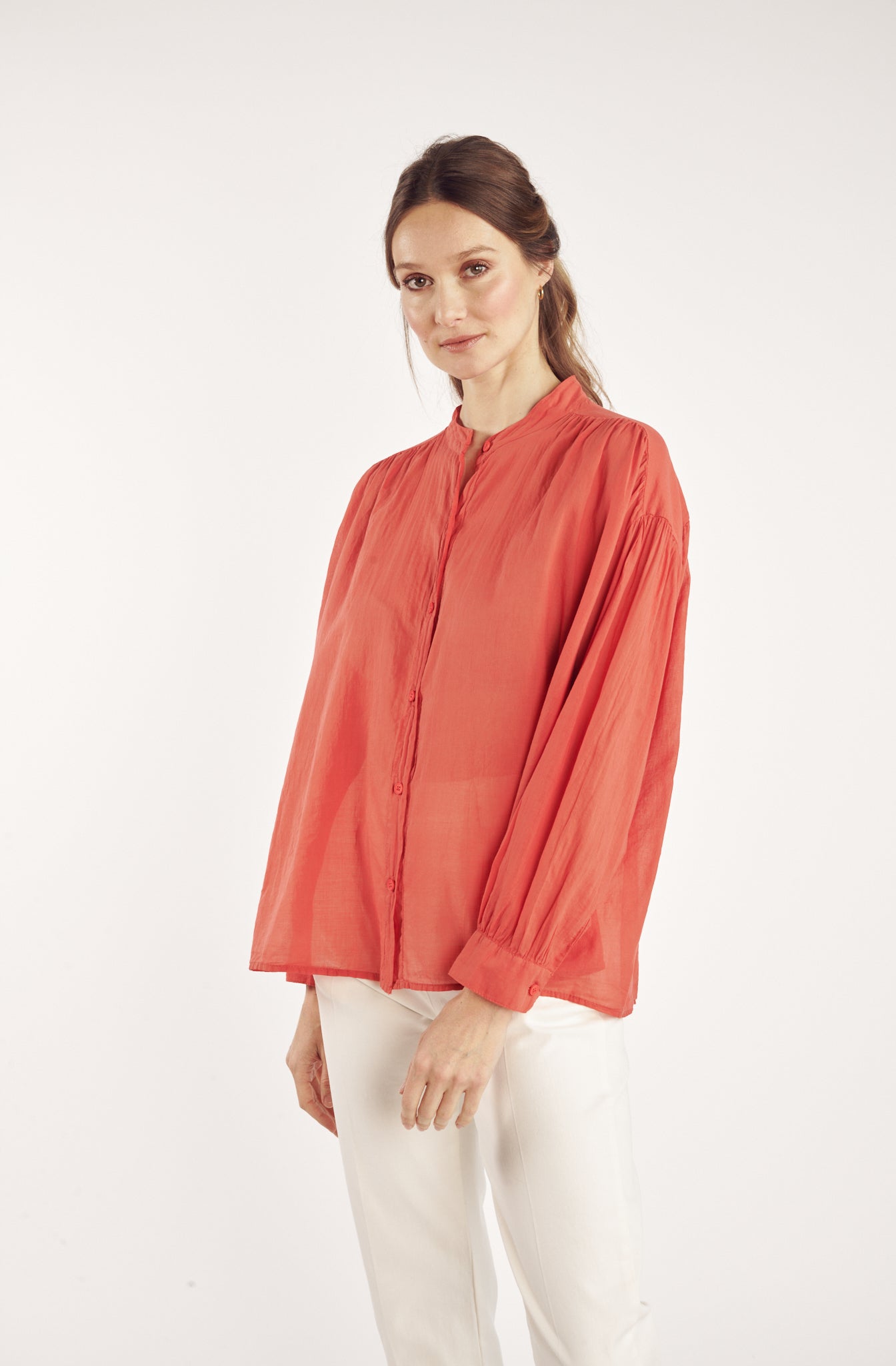CHEMISE AMPLE VOILE DE COTON CYRIELLE CORAIL