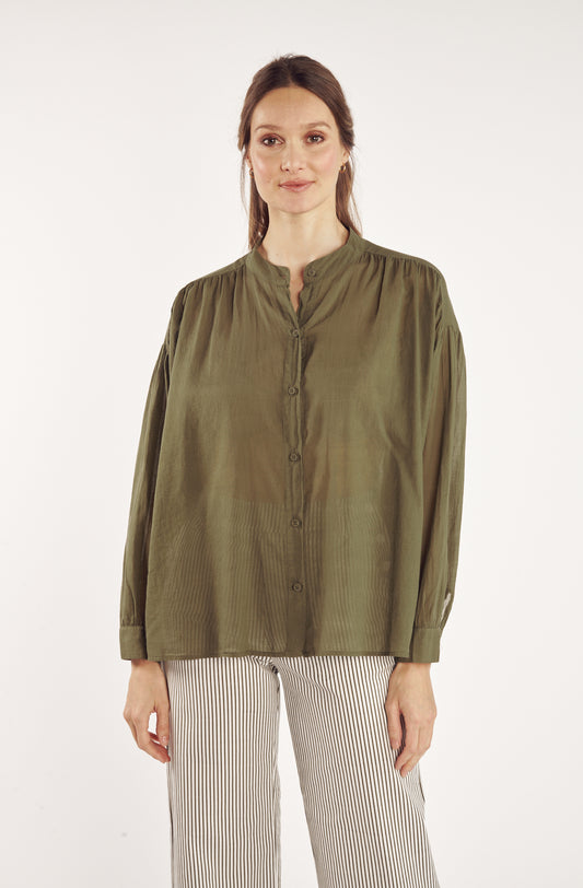 CHEMISE AMPLE VOILE DE COTON CYRIELLE KAKI