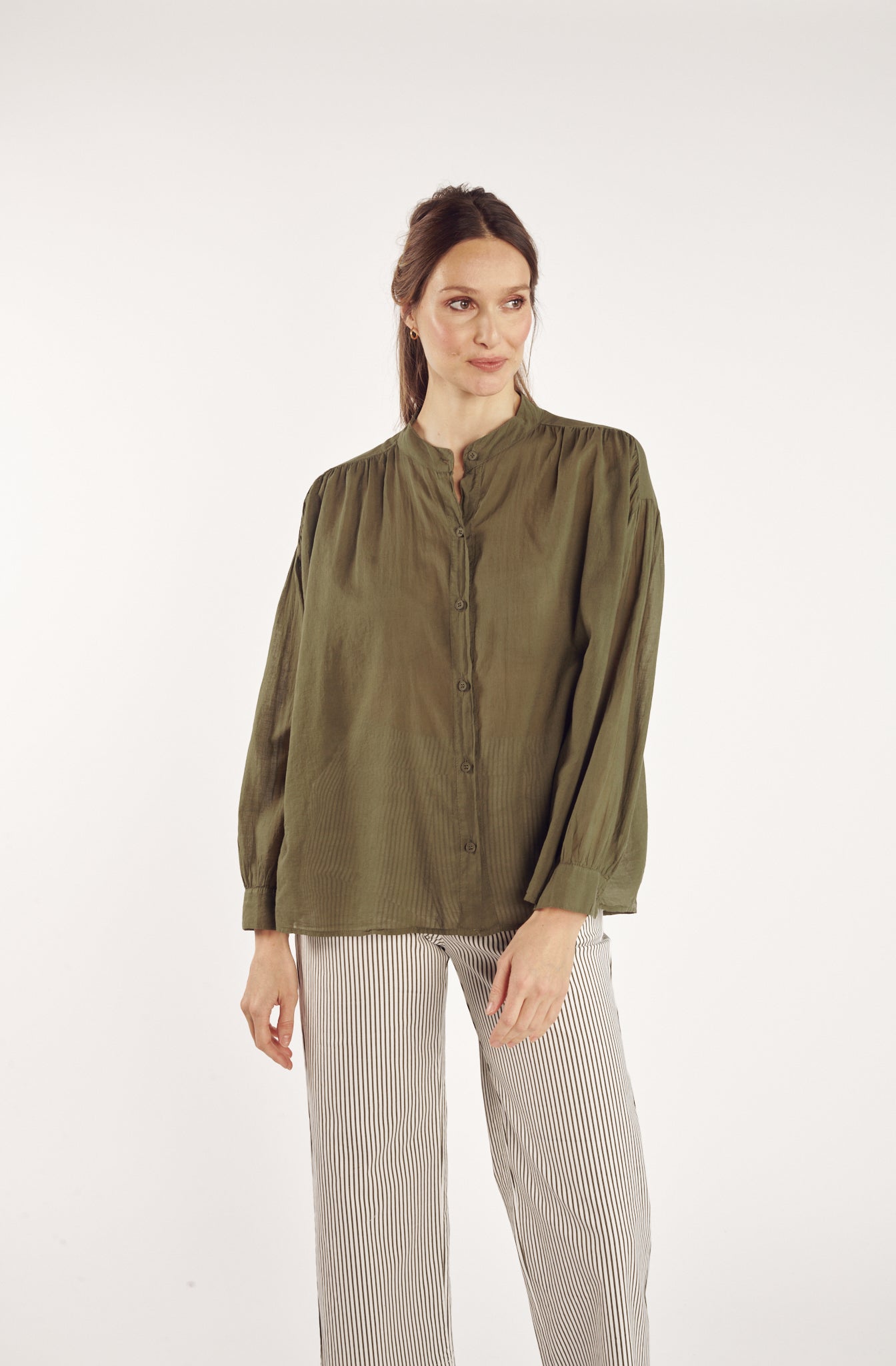 CHEMISE AMPLE VOILE DE COTON CYRIELLE KAKI