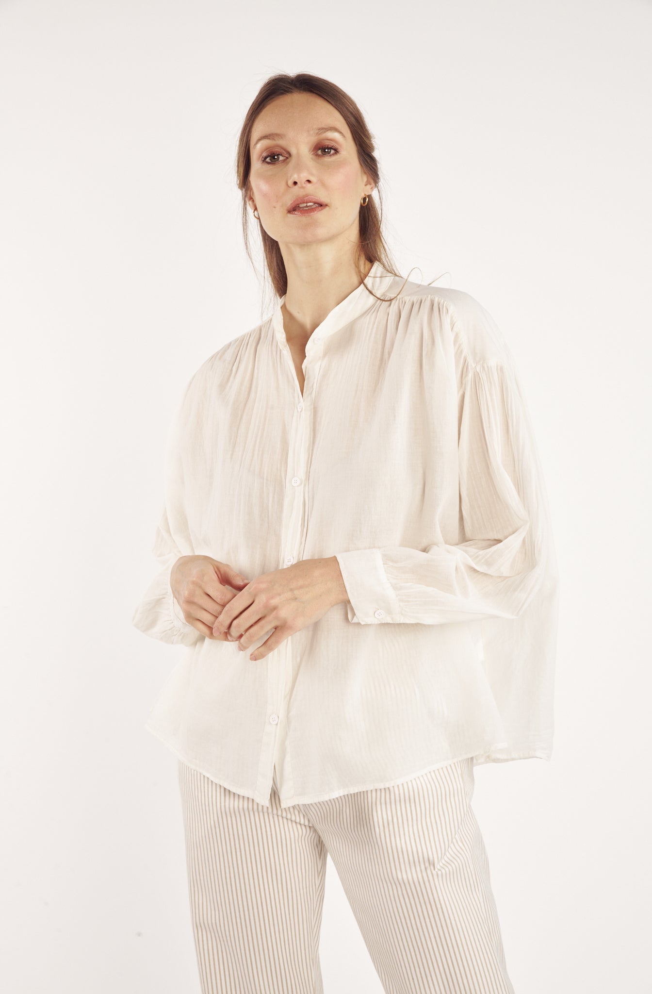 CHEMISE AMPLE VOILE DE COTON CYRIELLE NATUREL