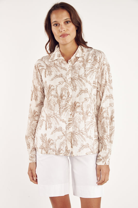 CHEMISE VOILE TEXTURÉ CHRISTA CACAO JUNGLE
