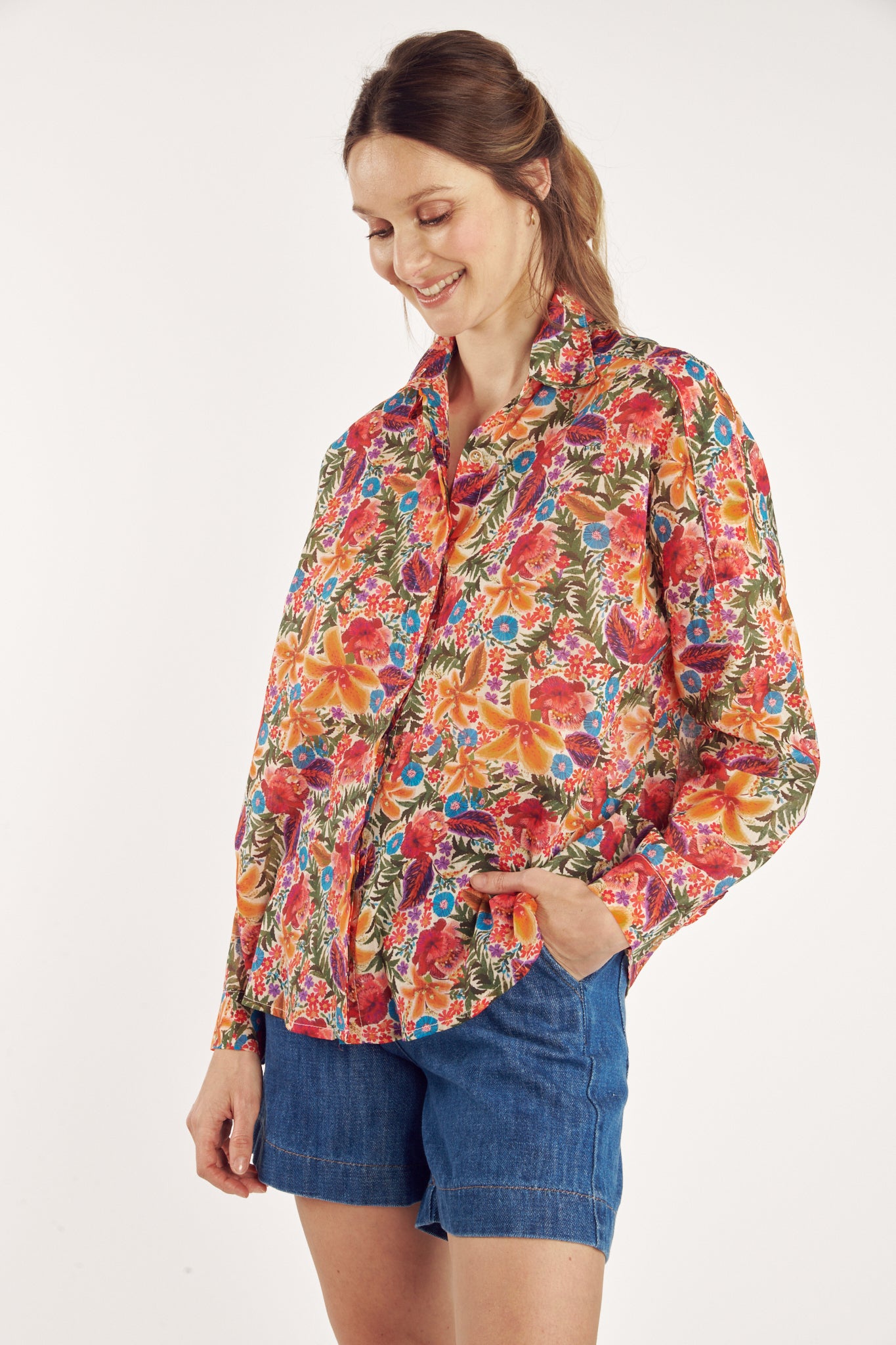 CHEMISE VOILE DE COTON IMPRIMÉ TROPICAL CALIXTE