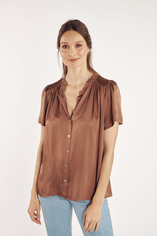 CHEMISE COL PLISSÉ ANNABELLE CAPPUCCINO