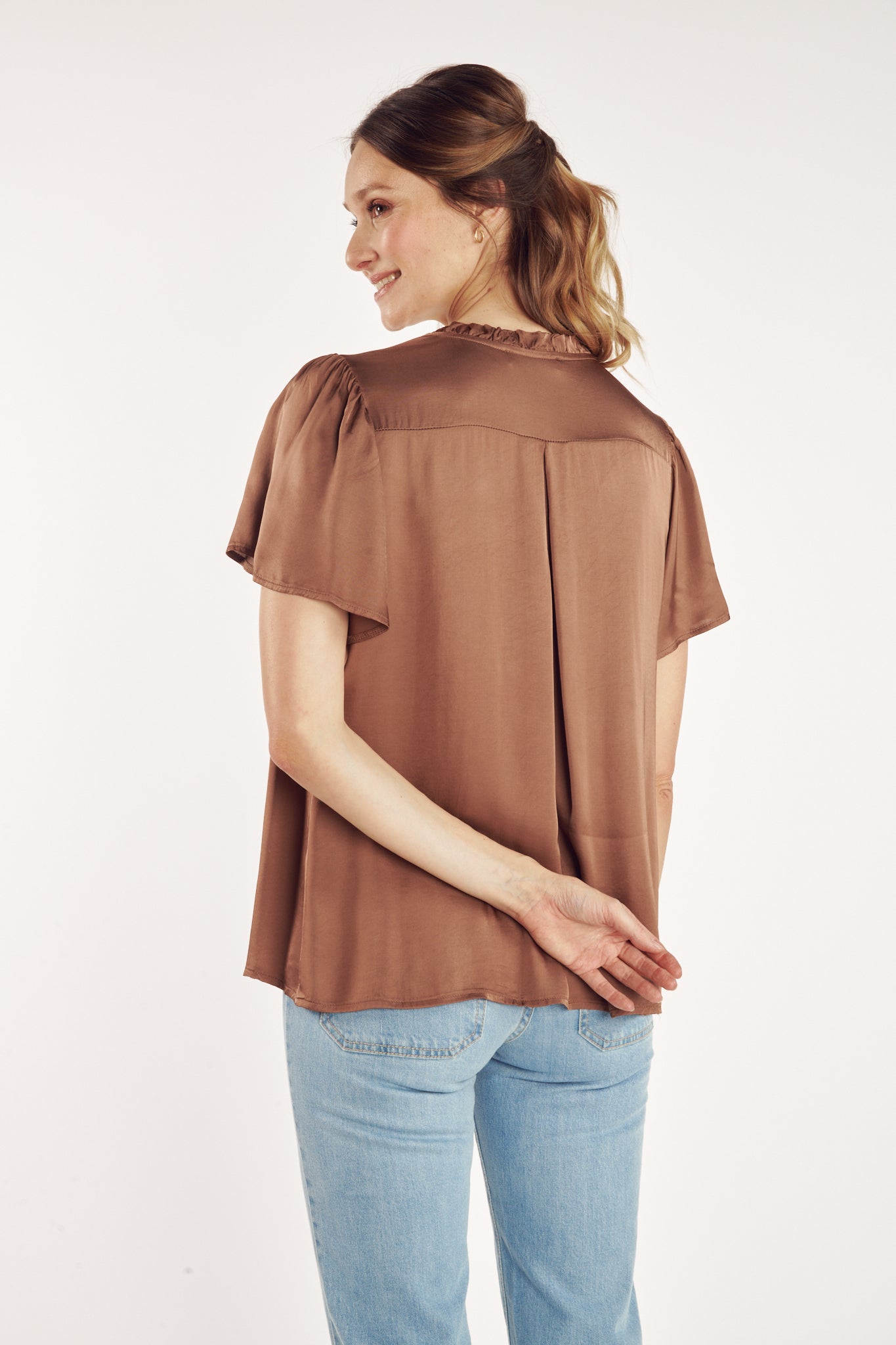 CHEMISE COL PLISSÉ ANNABELLE CAPPUCCINO