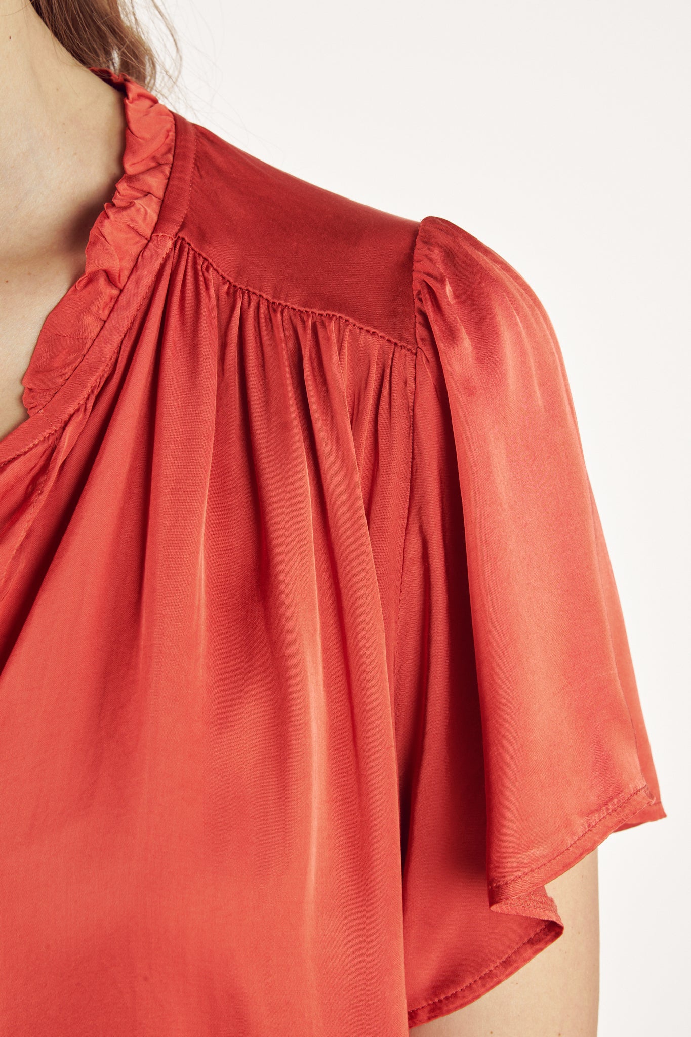 CHEMISE COL PLISSÉ ANNABELLE CORAIL