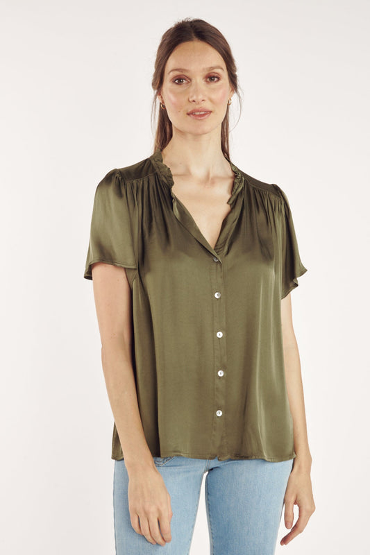 CHEMISE COL PLISSÉ ANNABELLE KAKI